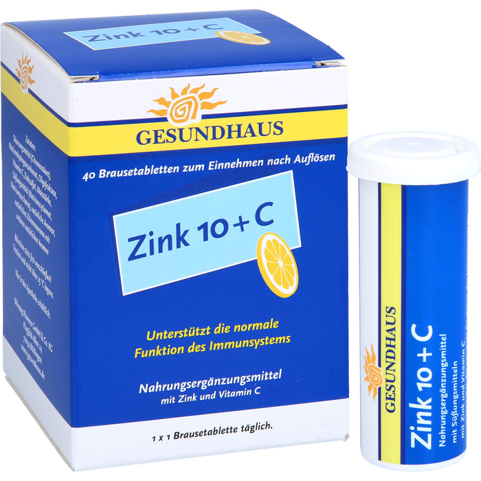 GESUNDHAUS Zink 10 + C Brausetabletten, 40 pcs. Tablets