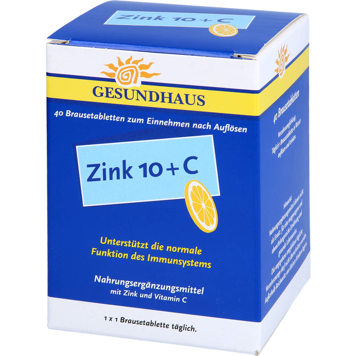 GESUNDHAUS Zink 10 + C Brausetabletten, 40 pcs. Tablets