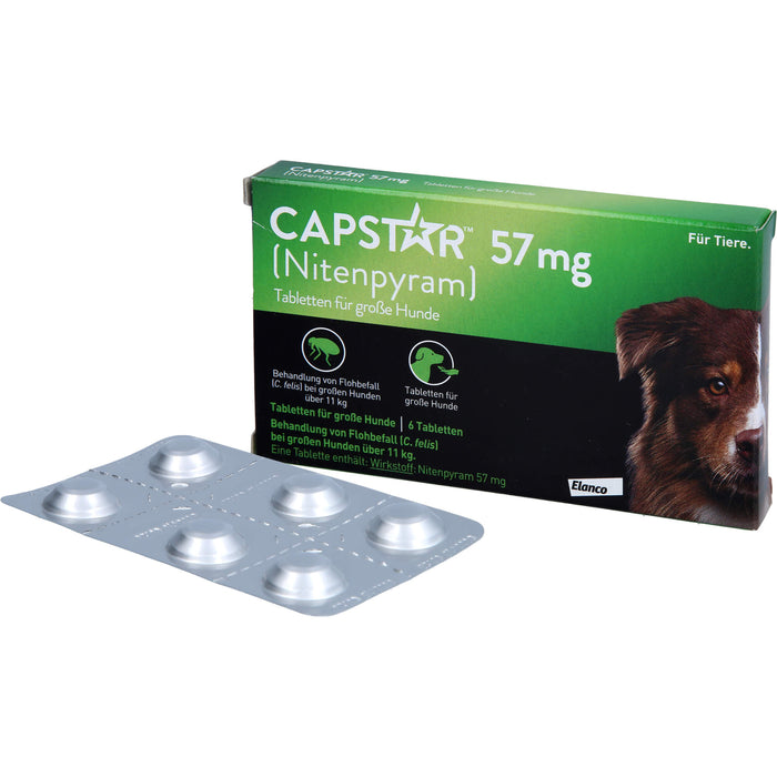 CAPSTAR 57 mg Tabletten für große Hunde bei Flohbefall, 6 pc Tablettes