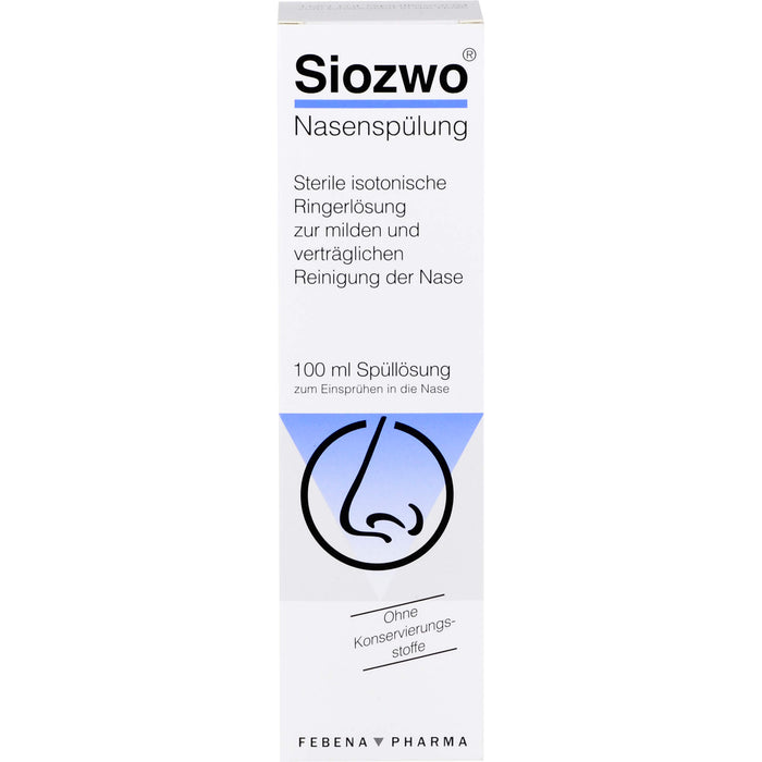 Siozwo Nasenspülung sterile isotonische Ringerlösung zur milden Reinigung der Nase, 100 ml Nasal douche