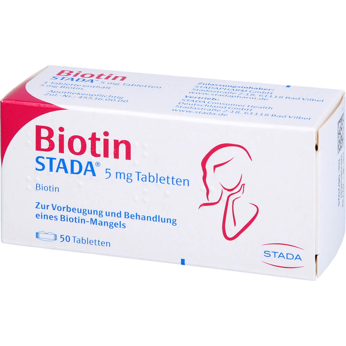 STADA Biotin Tabletten zur Vorbeugung und Behandlung eines Biotin-Mangels, 50 pcs. Tablets