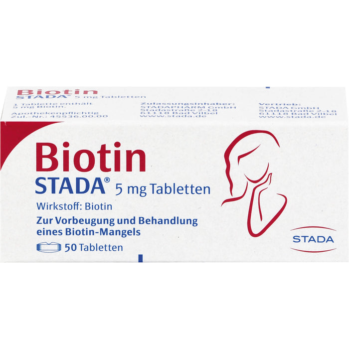 STADA Biotin Tabletten zur Vorbeugung und Behandlung eines Biotin-Mangels, 50 pcs. Tablets