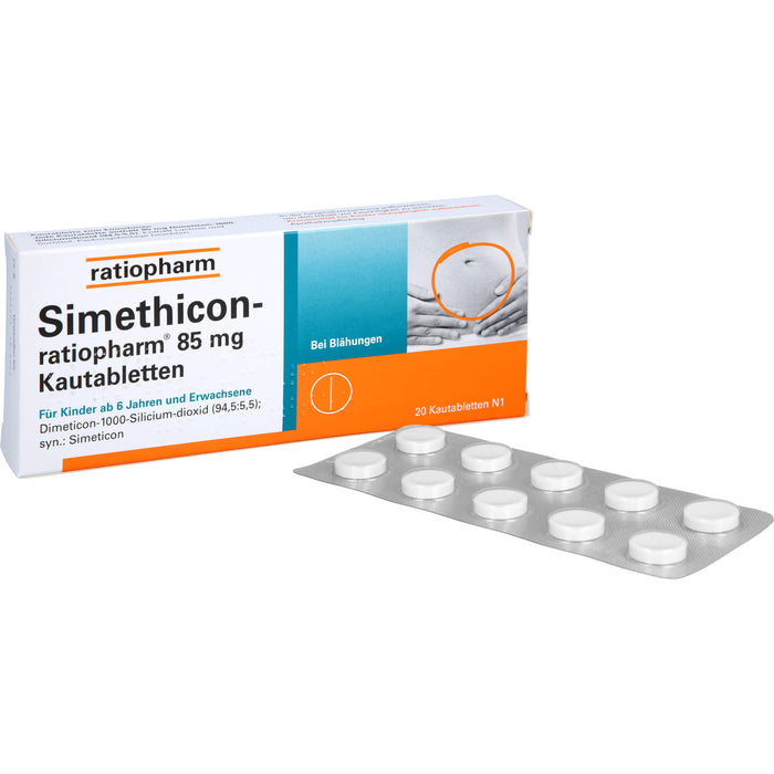 Simethicon-ratiopharm 85 mg Kautabletten, 20 pc Tablettes