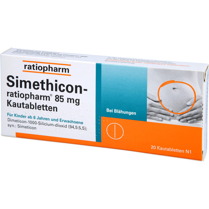 Simethicon-ratiopharm 85 mg Kautabletten, 20 pc Tablettes