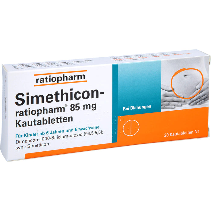 Simethicon-ratiopharm 85 mg Kautabletten, 20 pc Tablettes