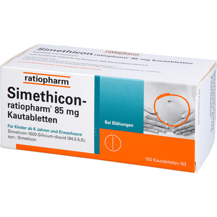 Simethicon-ratiopharm 85 mg Kautabletten bei Blähungen, 100 pc Tablettes