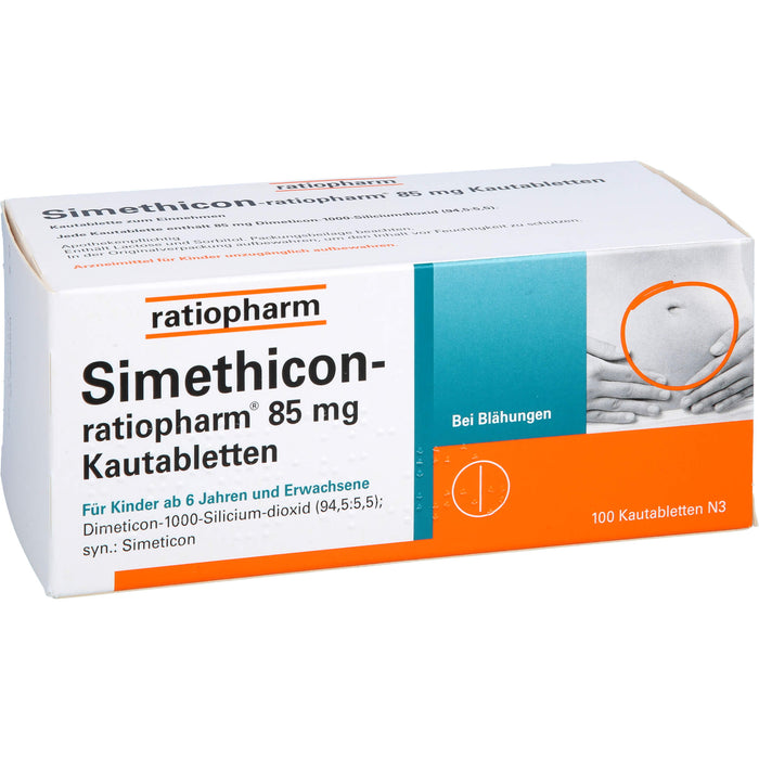 Simethicon-ratiopharm 85 mg Kautabletten bei Blähungen, 100 St. Tabletten