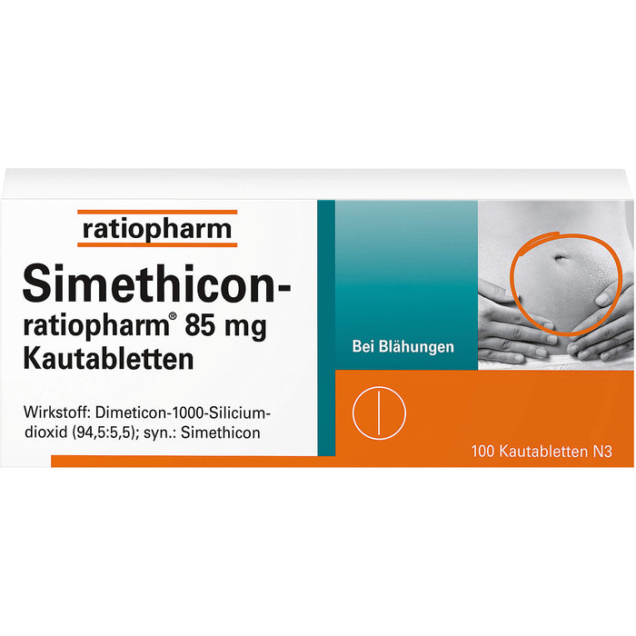 Simethicon-ratiopharm 85 mg Kautabletten bei Blähungen, 100 pcs. Tablets