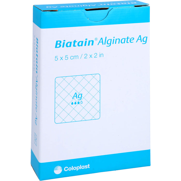 Biatain Alginate Ag Kompressen 5x5cm mit Silber, 10 St VER