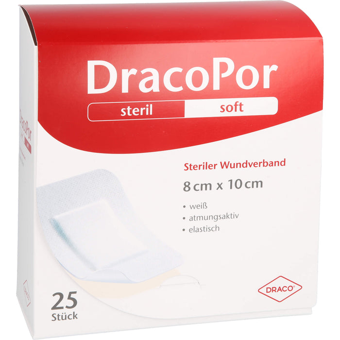 DracoPor soft weiß 8 cm x 10 cm steriler Wundverband, 25 St. Wundauflagen