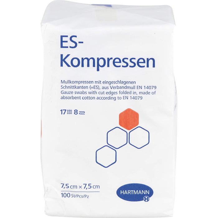 ES-Kompressen unsteril 8fach 7,5 x 7,5 cm, 100 pcs. Compresses