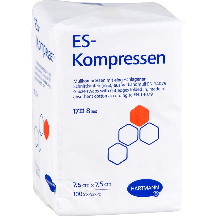 ES-Kompressen unsteril 8fach 7,5 x 7,5 cm, 100 pcs. Compresses