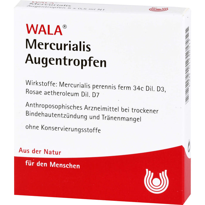 WALA Mercurialis Augentropfen bei trockener Bindehautentzündung und Tränenmangel, 5 pcs. Solution