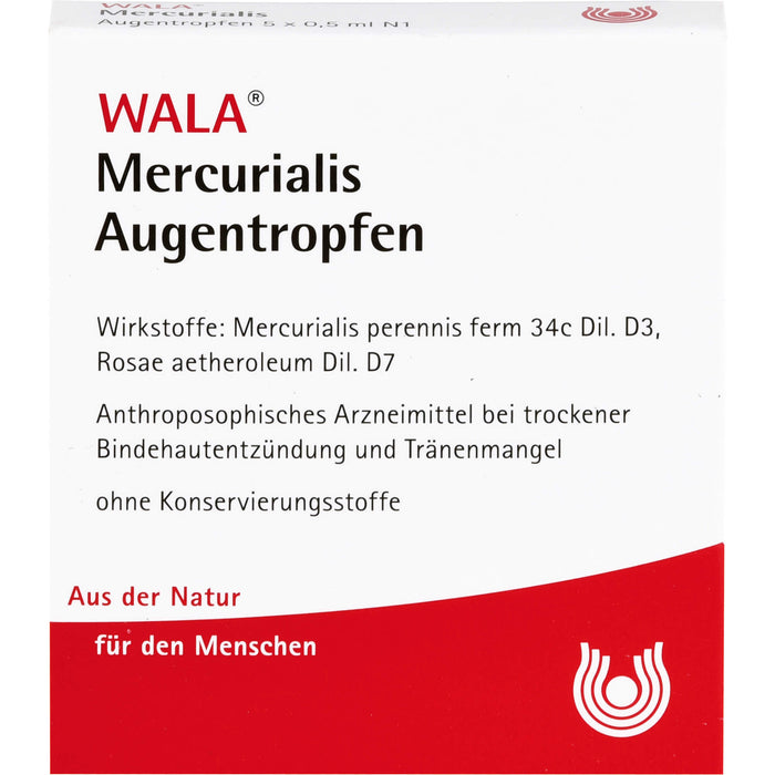 WALA Mercurialis Augentropfen bei trockener Bindehautentzündung und Tränenmangel, 5 pc Solution