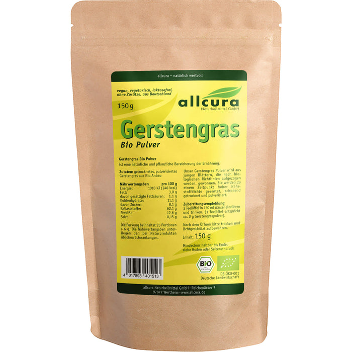 allcura Gerstengras Bio Pulver, 150 g Poudre