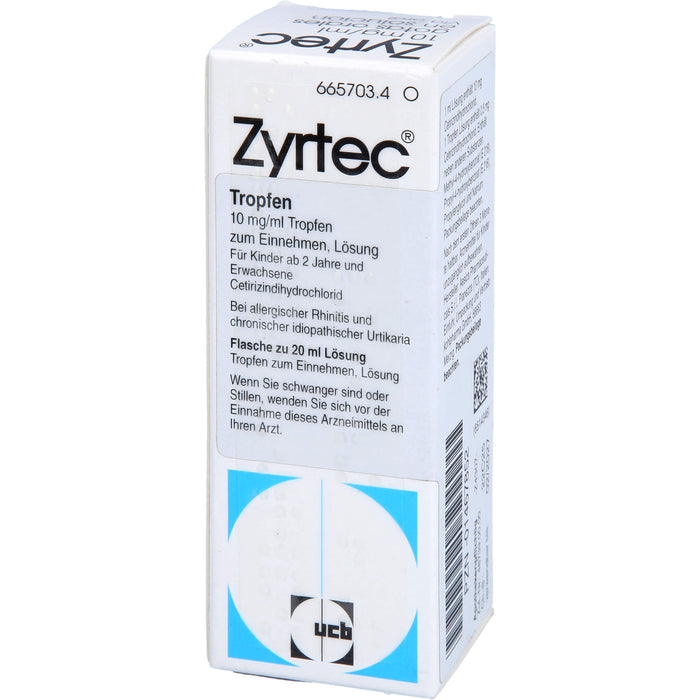 Zyrtec 10 mg/ml kohlpharma Tropfen zum Einnehmen, 20 ml Solution