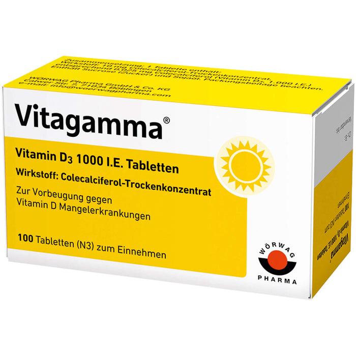 Vitagamma Vitamin D 3 1000 I.E. Tabletten, 100 pcs. Tablets