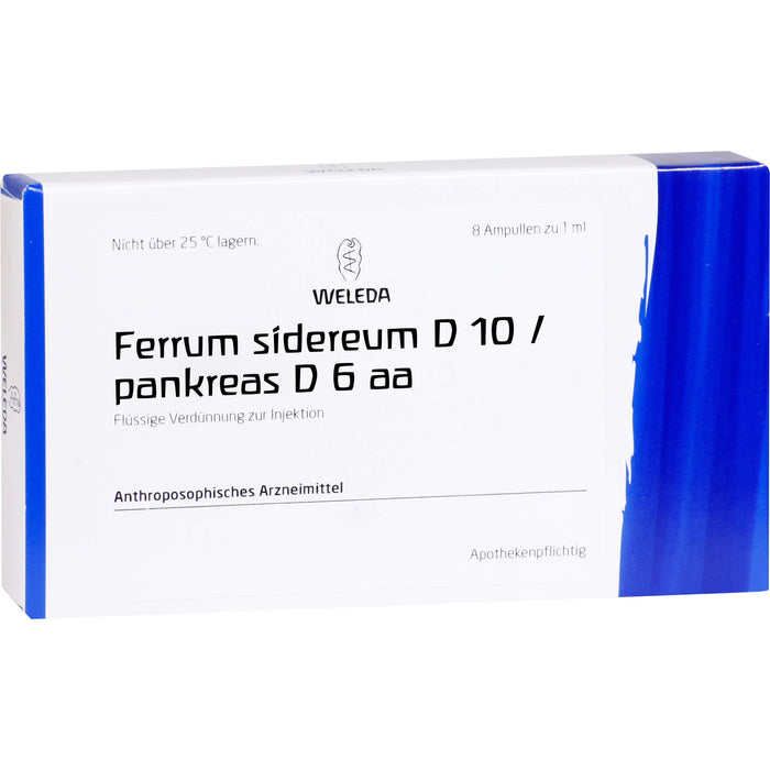 WELEDA Ferrum sidereum D10 / Pankreas D6 aa flüssige Verdünnung, 8 pc Ampoules