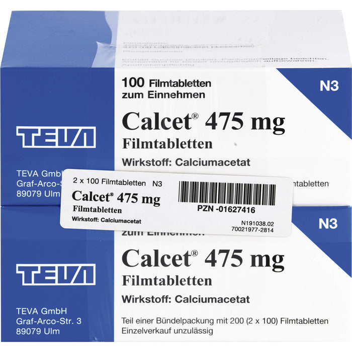 Calcet 475 mg Filmtabletten Phosphatbinder, 200 pcs. Tablets