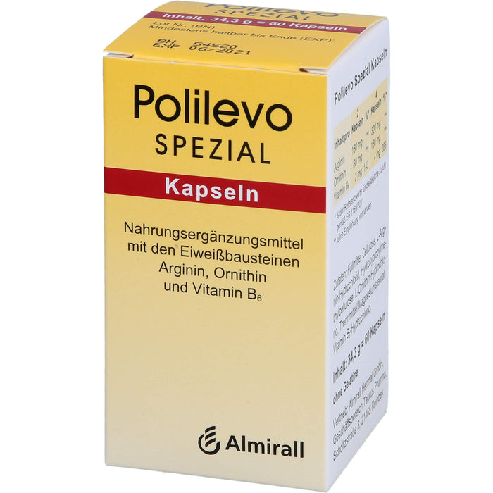 Polilevo spezial Kapseln mit Arginin, Ornithin und Vitamin B6, 60 pc Capsules