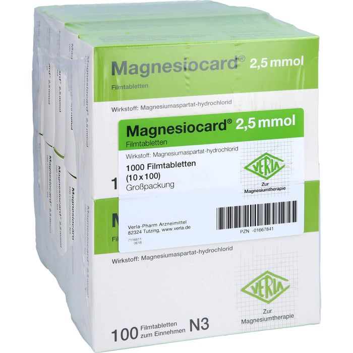 VERLA Magnesiocard 2,5 mmol Filmtabletten bei Magnesiummangel, 1000 St. Tabletten