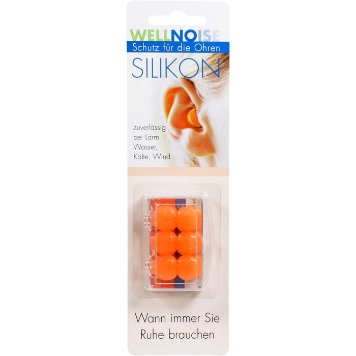 WELLNOISE Silikon Ohrenstopfen orange, 6 pcs. Earplugs