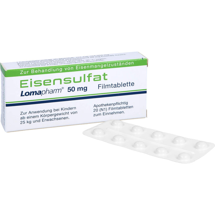 Eisensulfat Lomapharm 50 mg, Filmtablette, 20 pc Tablettes