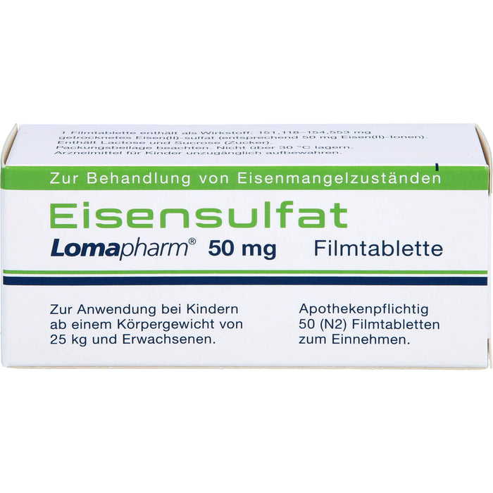 Eisensulfat Lomapharm 50 mg, Filmtablette, 50 pcs. Tablets