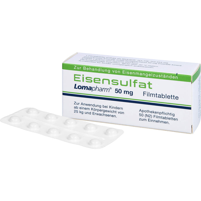 Eisensulfat Lomapharm 50 mg, Filmtablette, 50 St. Tabletten