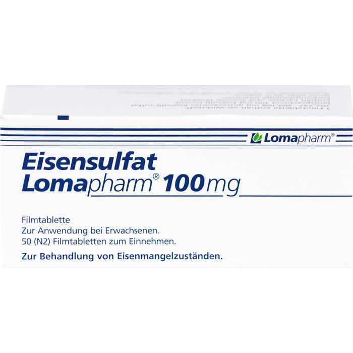 Eisensulfat Lomapharm 100 mg Filmtabletten bei Eisenmangelzuständen, 50 pcs. Tablets