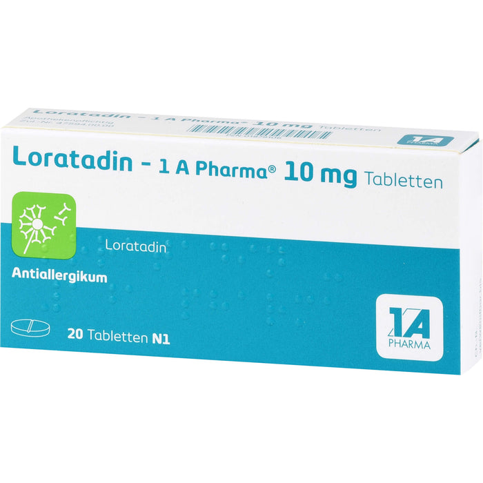 Loratadin - 1A Pharma 10 mg Tabletten Antiallergikum, 20 pc Tablettes