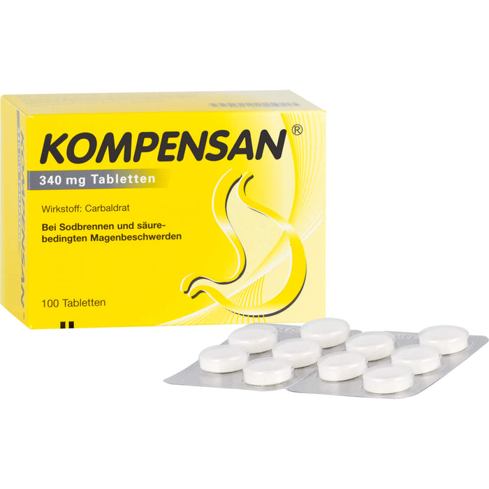 KOMPENSAN 340 mg Tabletten bei Sodbrennen und säurebedingten Magenbeschwerden, 100 pc Tablettes