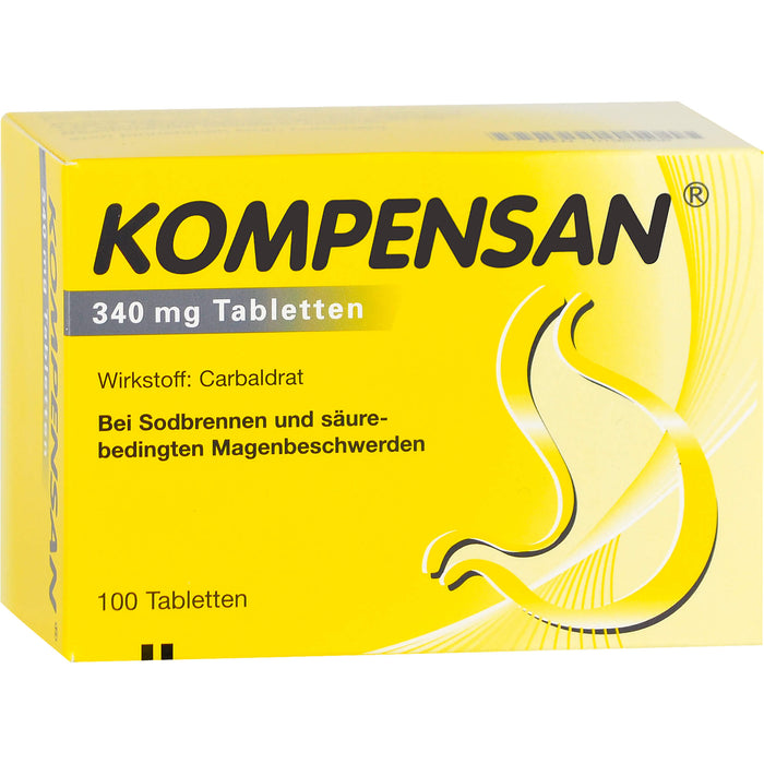 KOMPENSAN 340 mg Tabletten bei Sodbrennen und säurebedingten Magenbeschwerden, 100 St. Tabletten