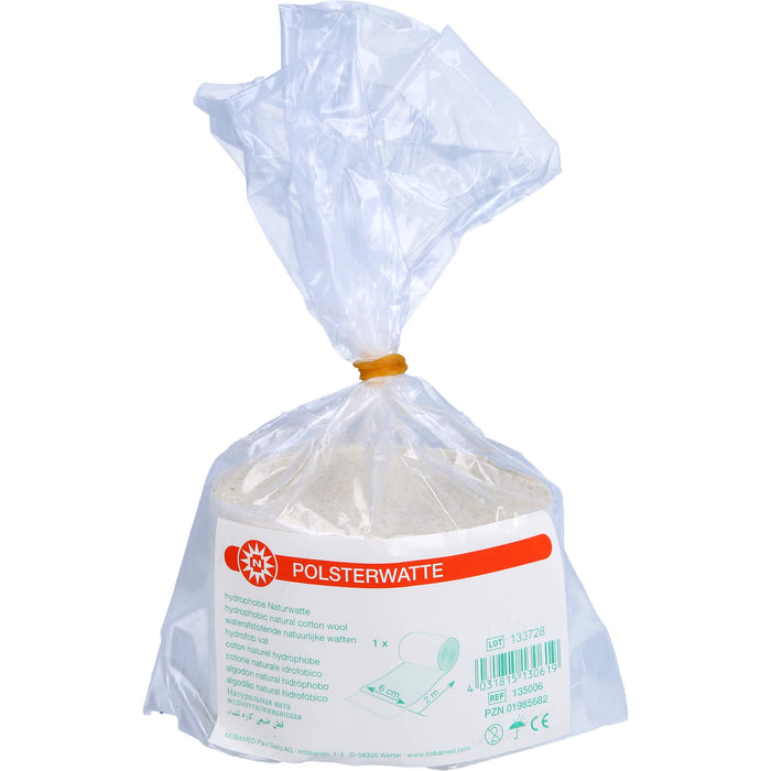 Nobamed hydrophobe Polsterwatte gerollt 6 cm x 2 m, 1 pc Coton