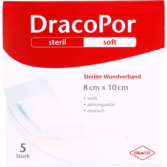 Dracopor Soft 8 cm x 10 cm weiß steriler Wundverband, 5 pc pansement