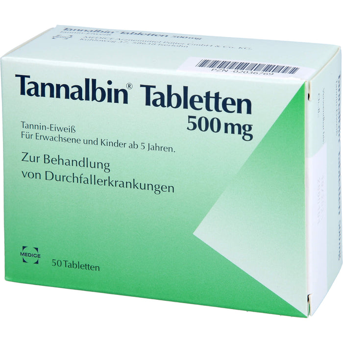 Tannalbin Tabletten 500 mg bei Durchfallerkrankungen, 50 pcs. Tablets