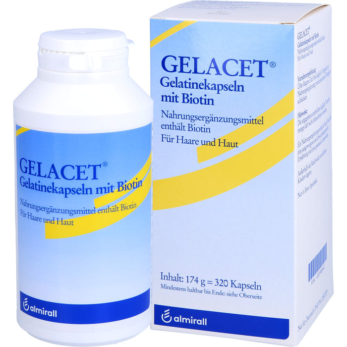 GELACET Gelatinekapseln mit Biotin für Haare und Haut, 320 pcs. Capsules