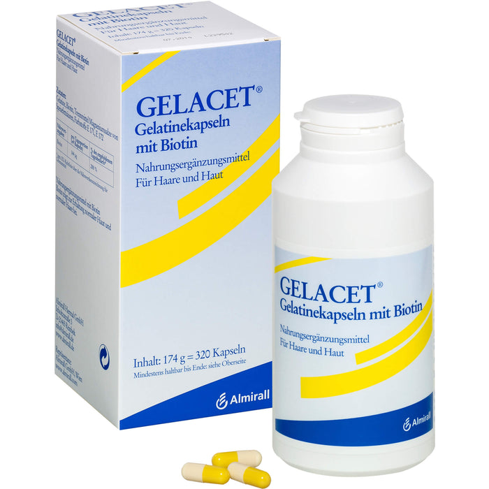 GELACET Gelatinekapseln mit Biotin für Haare und Haut, 320 pcs. Capsules