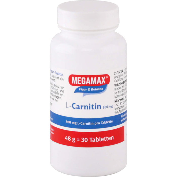 MEGAMAX Figur & Balance L-Carnitin 500 mg Tabletten, 30 pc Tablettes