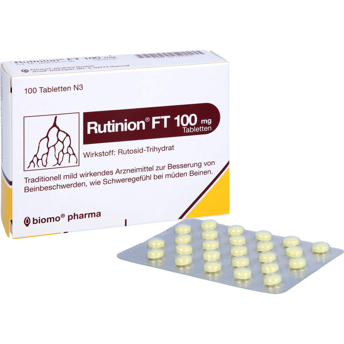 Rutinion FT 100 mg Tabletten zur Besserung von Beinbeschwerden, wie Schweregefühl bei müden Beinen, 100 pc Tablettes