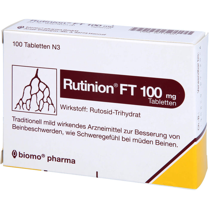 Rutinion FT 100 mg Tabletten zur Besserung von Beinbeschwerden, wie Schweregefühl bei müden Beinen, 100 pc Tablettes