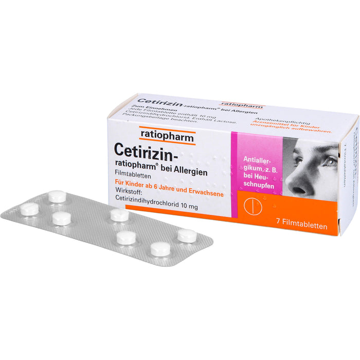 Cetirizin-ratiopharm 10 mg bei Allergien Filmtabletten, 7 pc Tablettes