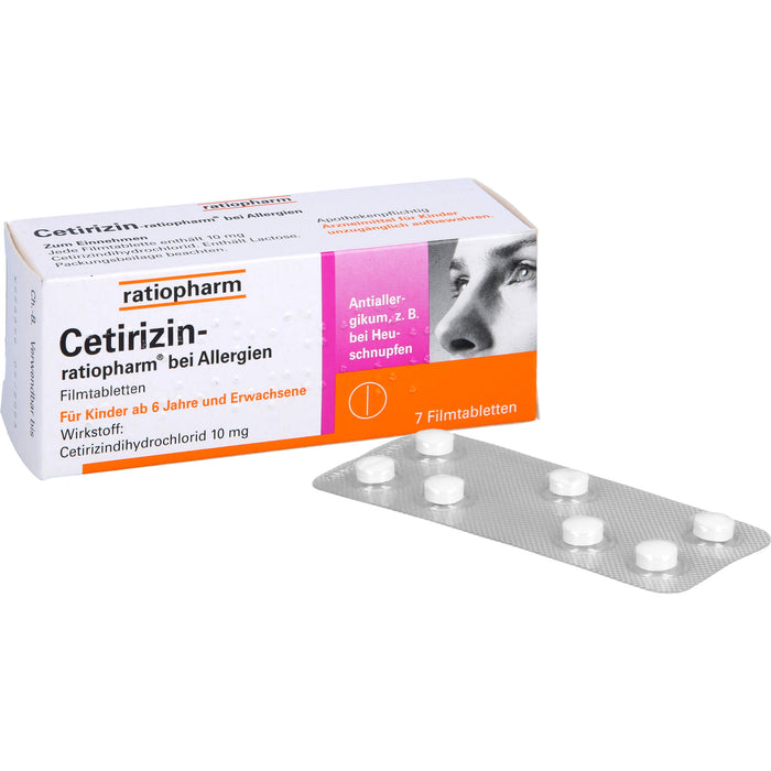 Cetirizin-ratiopharm 10 mg bei Allergien Filmtabletten, 7 pcs. Tablets