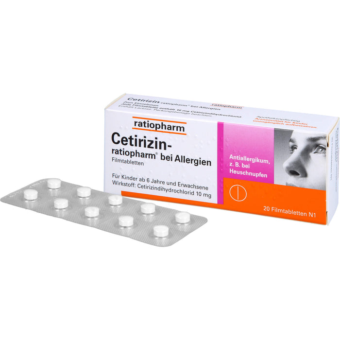 Cetirizin-ratiopharm 10 mg bei Allergien Filmtabletten, 20 St. Tabletten