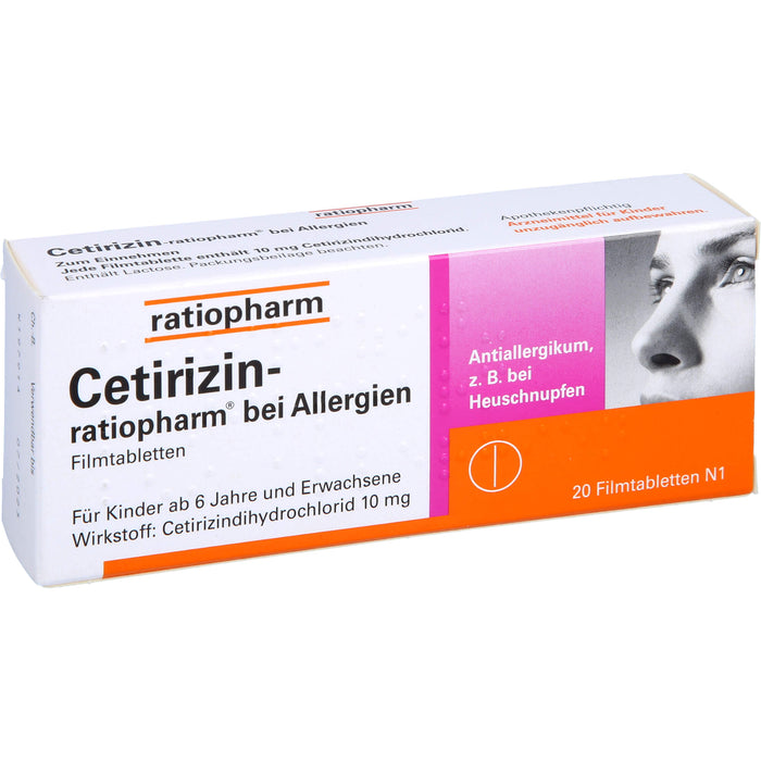 Cetirizin-ratiopharm 10 mg bei Allergien Filmtabletten, 20 pc Tablettes