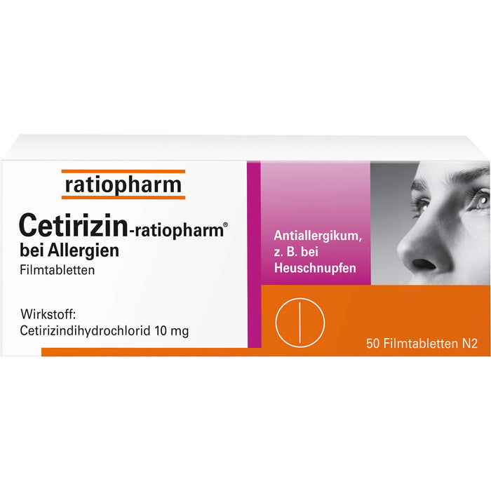 Cetirizin-ratiopharm 10 mg bei Allergien Filmtabletten, 50 pcs. Tablets