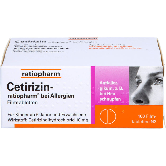 Cetirizin-ratiopharm 10 mg Filmtabletten bei Allergien, 100 St. Tabletten