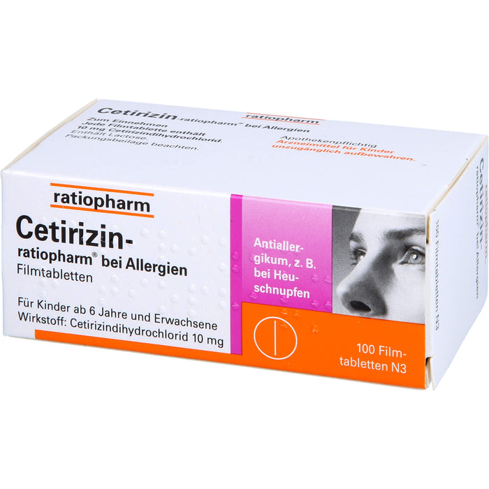 Cetirizin-ratiopharm 10 mg Filmtabletten bei Allergien, 100 St. Tabletten