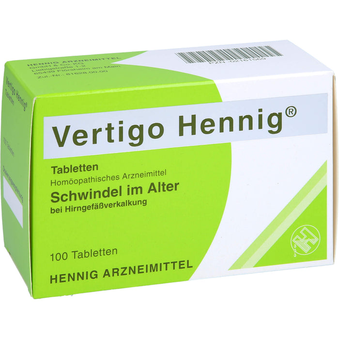 Vertigo Hennig Tabletten bei Hirngefäßverkalkung, 100 pc Tablettes