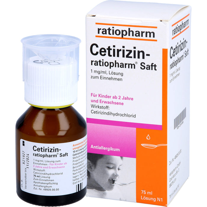 Cetirizin-ratiopharm Saft Antiallergikum, 75 ml Lösung